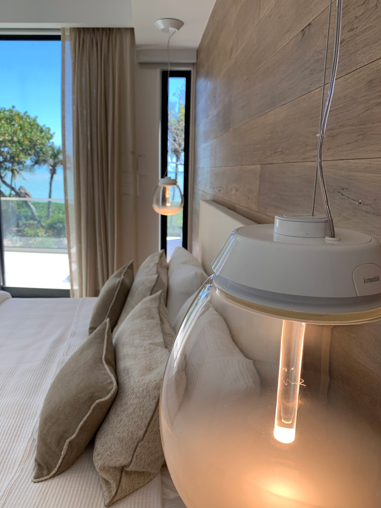 close up of round glass light fixtures